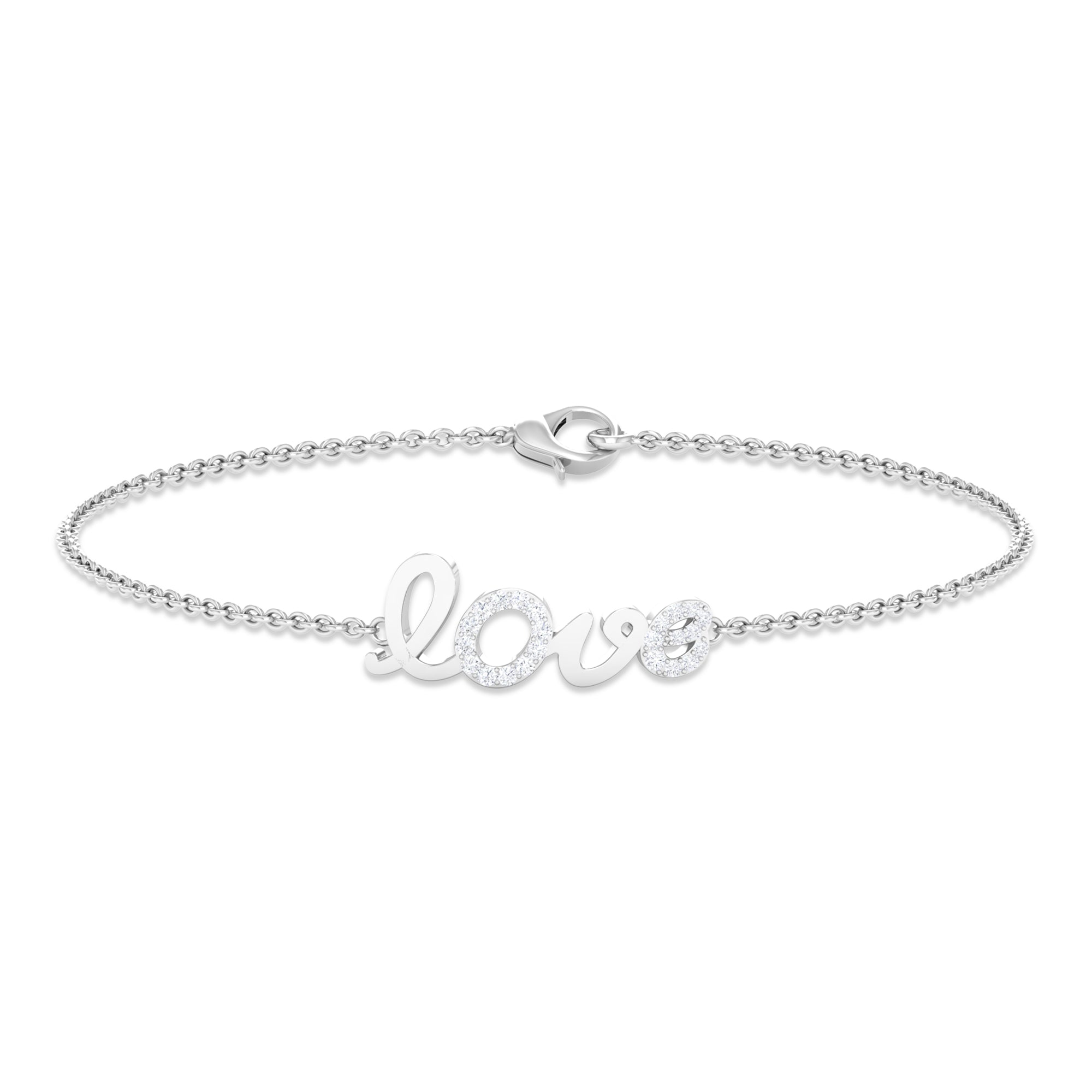 Surface Prong Set Diamond Love Chain Bracelet Diamond - ( HI-SI ) - Color and Clarity - Rosec Jewels