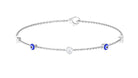 Bezel Set Moissanite and Evil Eye Station Chain Bracelet Moissanite - ( D-VS1 ) - Color and Clarity - Rosec Jewels