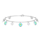 Diamond Evil Eye Chain Charm Bracelet Diamond - ( HI-SI ) - Color and Clarity - Rosec Jewels