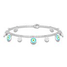 Diamond Evil Eye Chain Charm Bracelet Diamond - ( HI-SI ) - Color and Clarity - Rosec Jewels