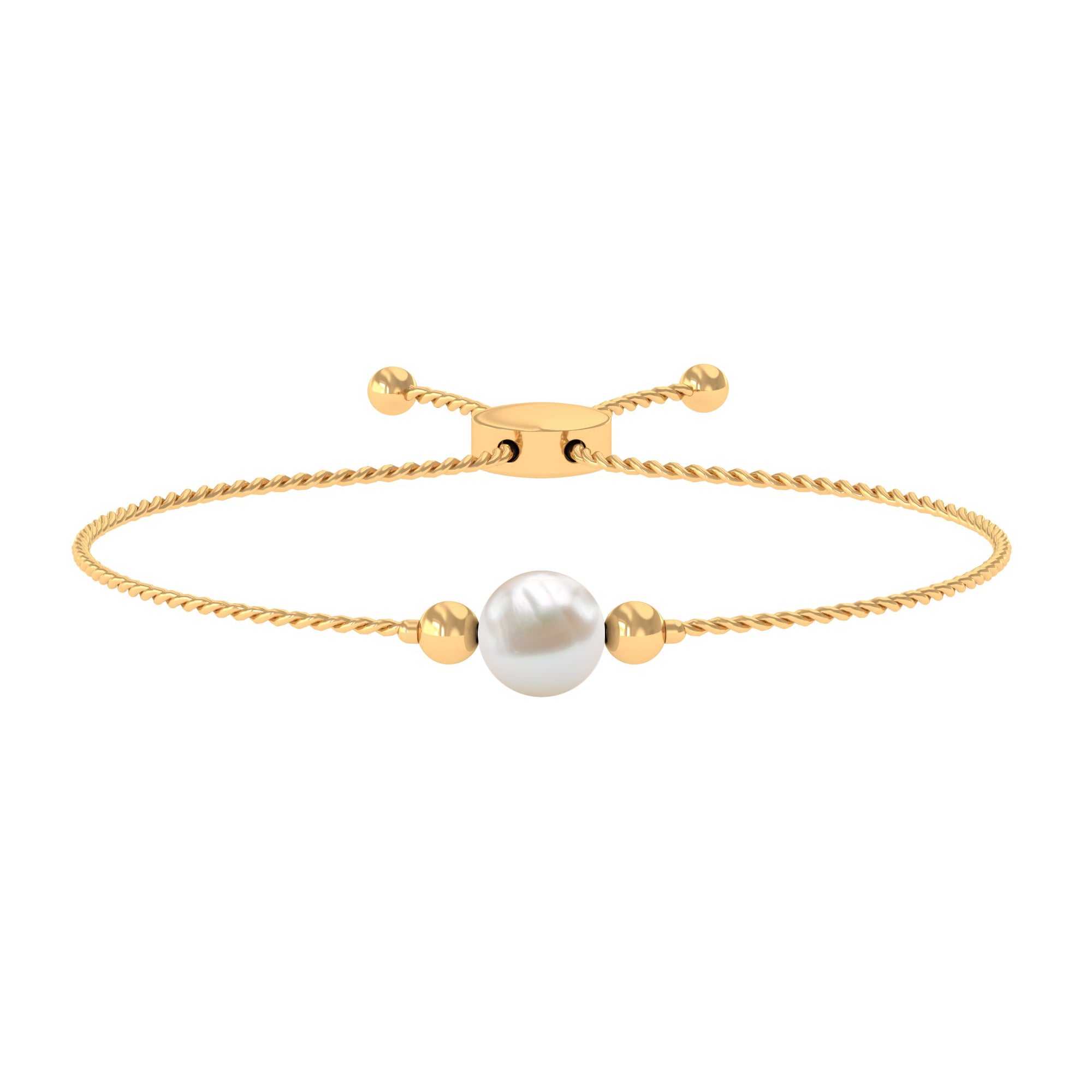 7.50 CT Freshwater Pearl Solitaire Bolo Bracelet in Gold Freshwater Pearl - ( AAA ) - Quality - Rosec Jewels