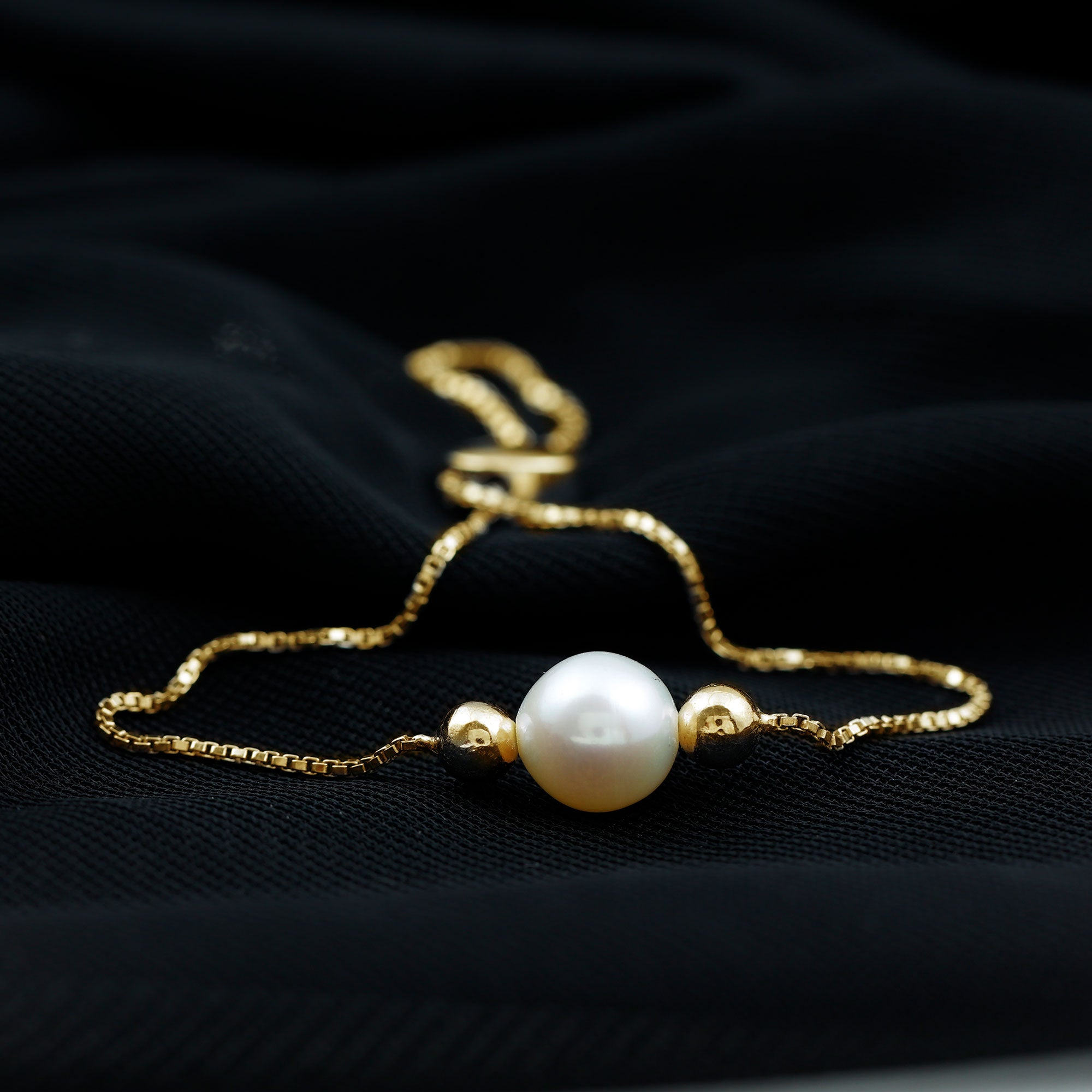 7.50 CT Freshwater Pearl Solitaire Bolo Bracelet in Gold Freshwater Pearl - ( AAA ) - Quality - Rosec Jewels