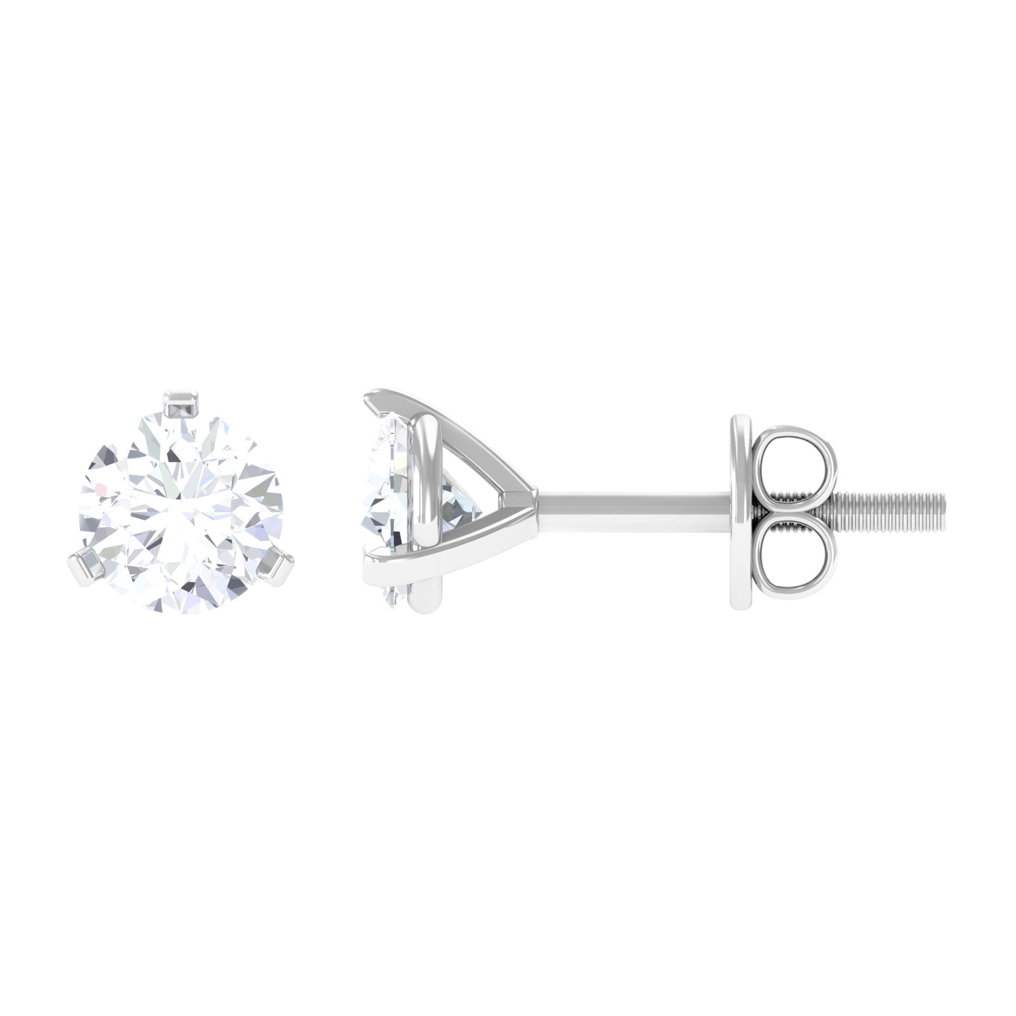 3/4 CT Zircon Solitaire Stud Earrings in Martini Setting Zircon - ( AAAA ) - Quality - Rosec Jewels