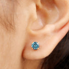 Classic London Blue Topaz Solitaire Stud Earrings London Blue Topaz - ( AAA ) - Quality - Rosec Jewels