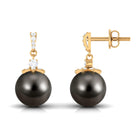 Genuine Tahitian Pearl and Diamond Drop Earrings Tahitian pearl - ( AAA ) - Quality - Rosec Jewels