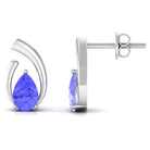 Real Tanzanite Solitaire Teardrop Stud Earrings Tanzanite - ( AAA ) - Quality - Rosec Jewels