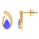 Real Tanzanite Solitaire Teardrop Stud Earrings Tanzanite - ( AAA ) - Quality - Rosec Jewels