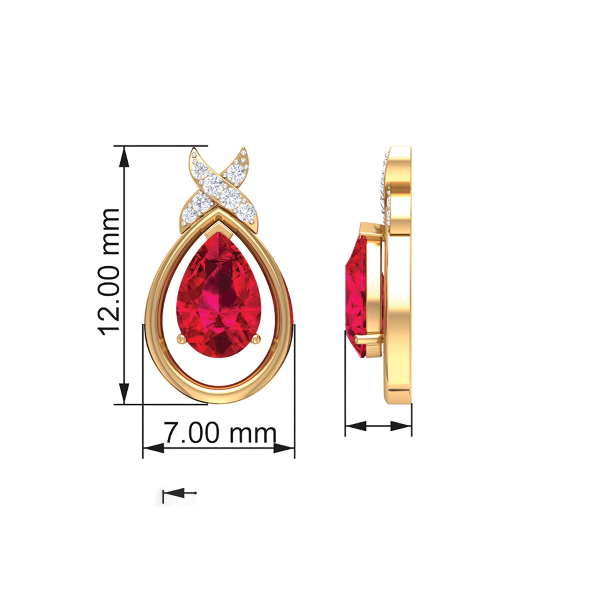 Classic Created Ruby and Diamond Teardrop Stud Earrings Lab Created Ruby - ( AAAA ) - Quality - Rosec Jewels