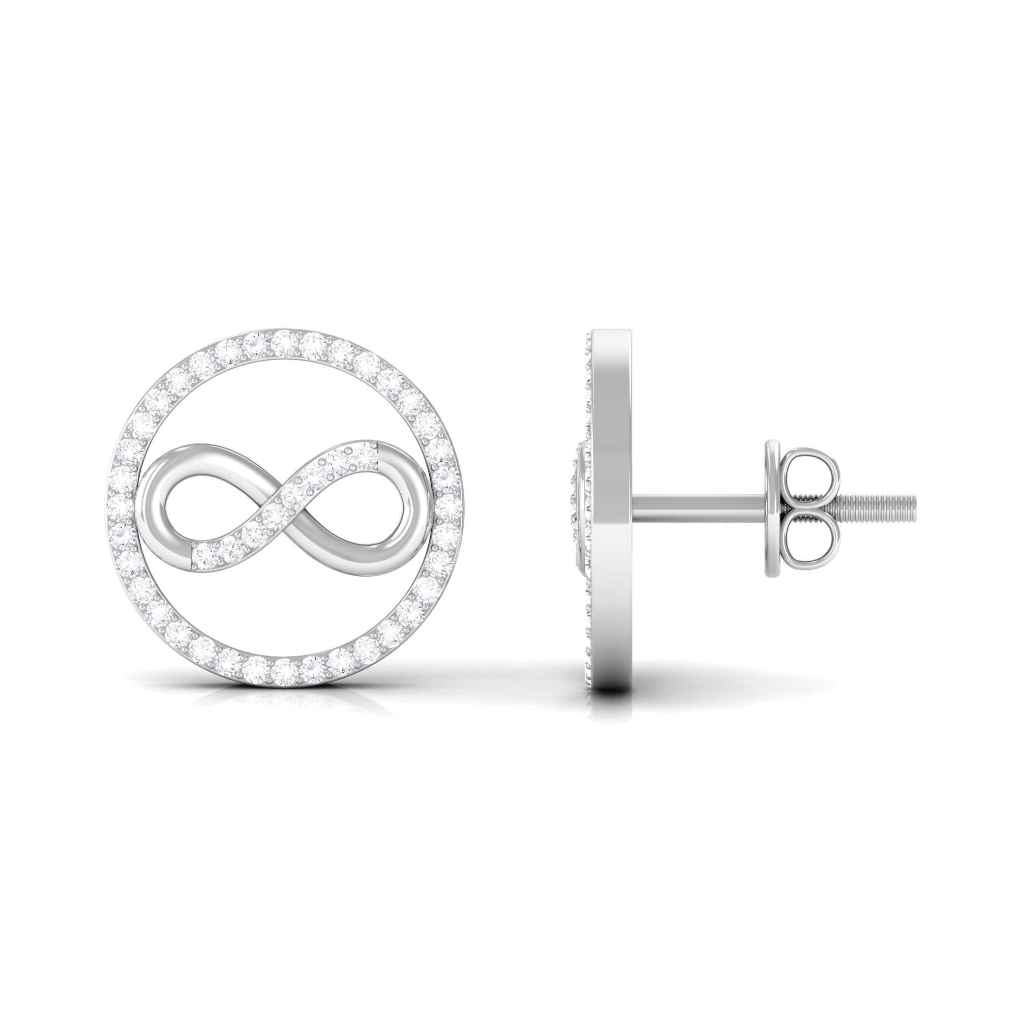 1/4 CT Open Circle and Infinity Diamond Stud Earrings Diamond - ( HI-SI ) - Color and Clarity - Rosec Jewels