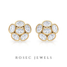 Oval Shaped Diamond Cluster Stud Earrings Diamond - ( HI-SI ) - Color and Clarity - Rosec Jewels