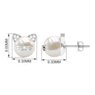 15 CT Freshwater Pearl and Diamond Kitten Stud Earrings Freshwater Pearl - ( AAA ) - Quality - Rosec Jewels