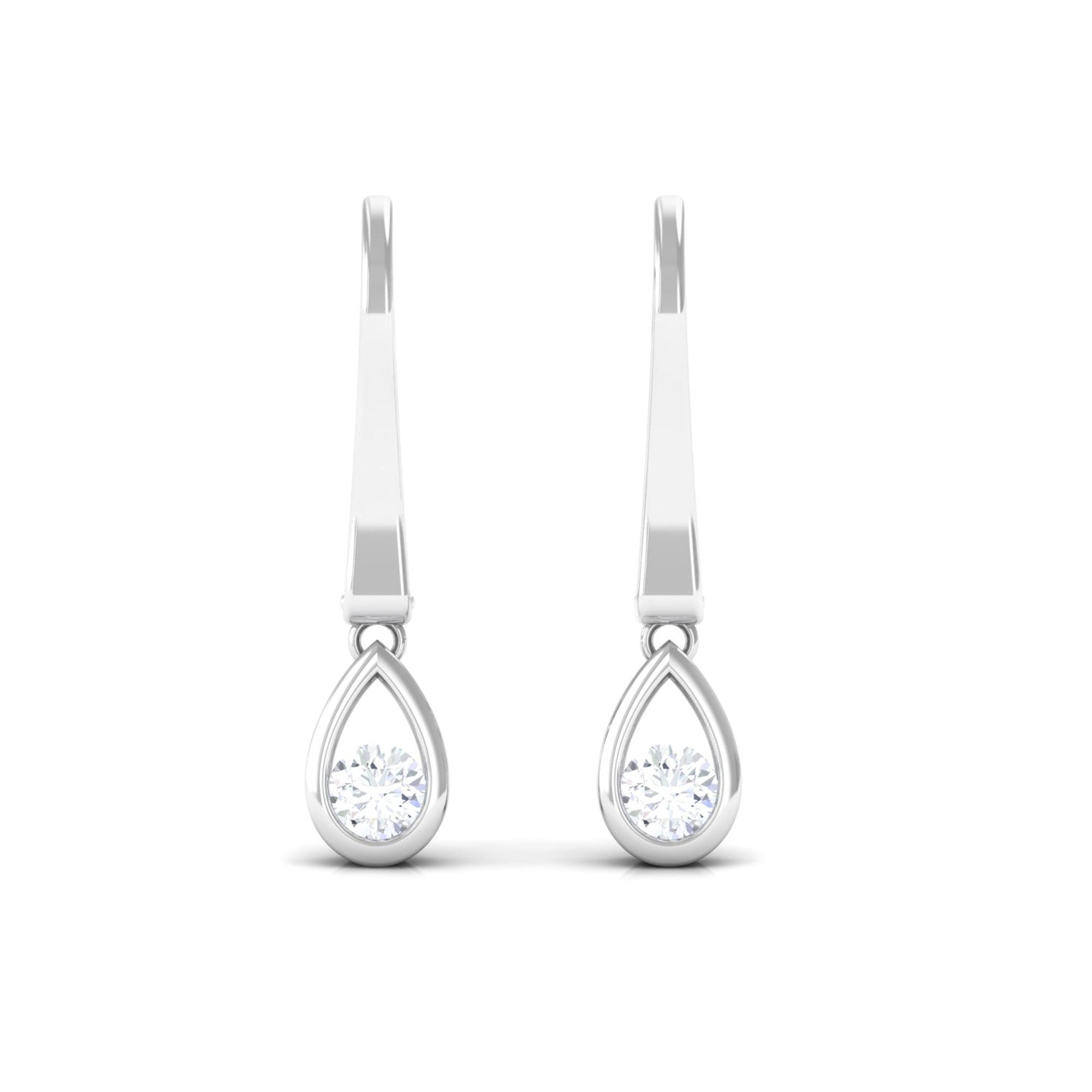 1/2 CT Genuine Diamond Teardrop Hoop Earrings Diamond - ( HI-SI ) - Color and Clarity - Rosec Jewels