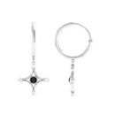 1/2 CT Created Black Diamond and Diamond Star Dangle Hoop Earrings Lab Created Black Diamond - ( AAAA ) - Quality - Rosec Jewels