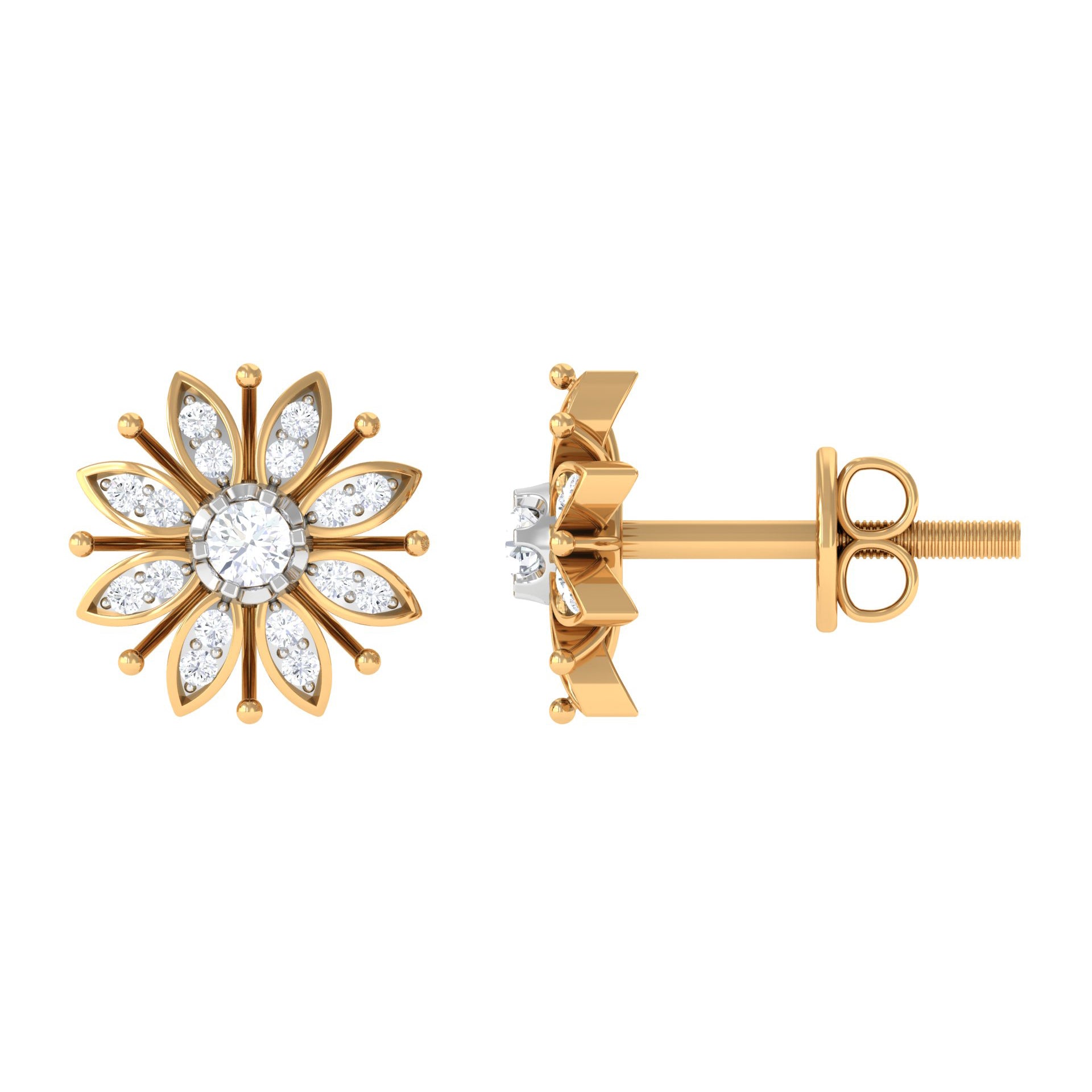 1/4 CT Contemporary Diamond Snowflake Stud Earrings Diamond - ( HI-SI ) - Color and Clarity - Rosec Jewels