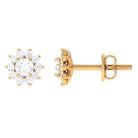 1/2 CT Natural Diamond Halo Stud Earrings in Gold Diamond - ( HI-SI ) - Color and Clarity - Rosec Jewels