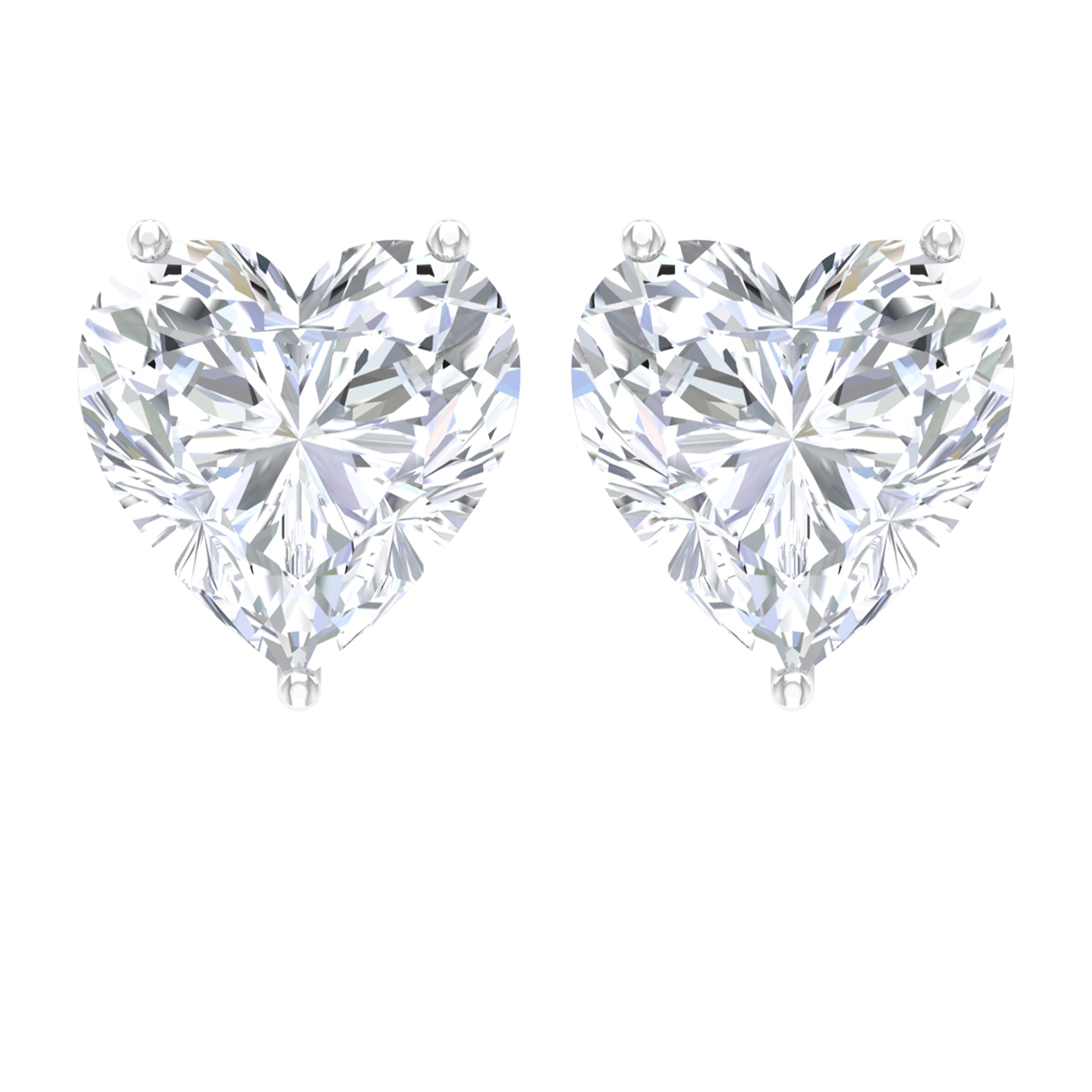 3 CT Heart Shape Cubic Zirconia Solitaire Stud Earrings in Gold Zircon - ( AAAA ) - Quality - Rosec Jewels