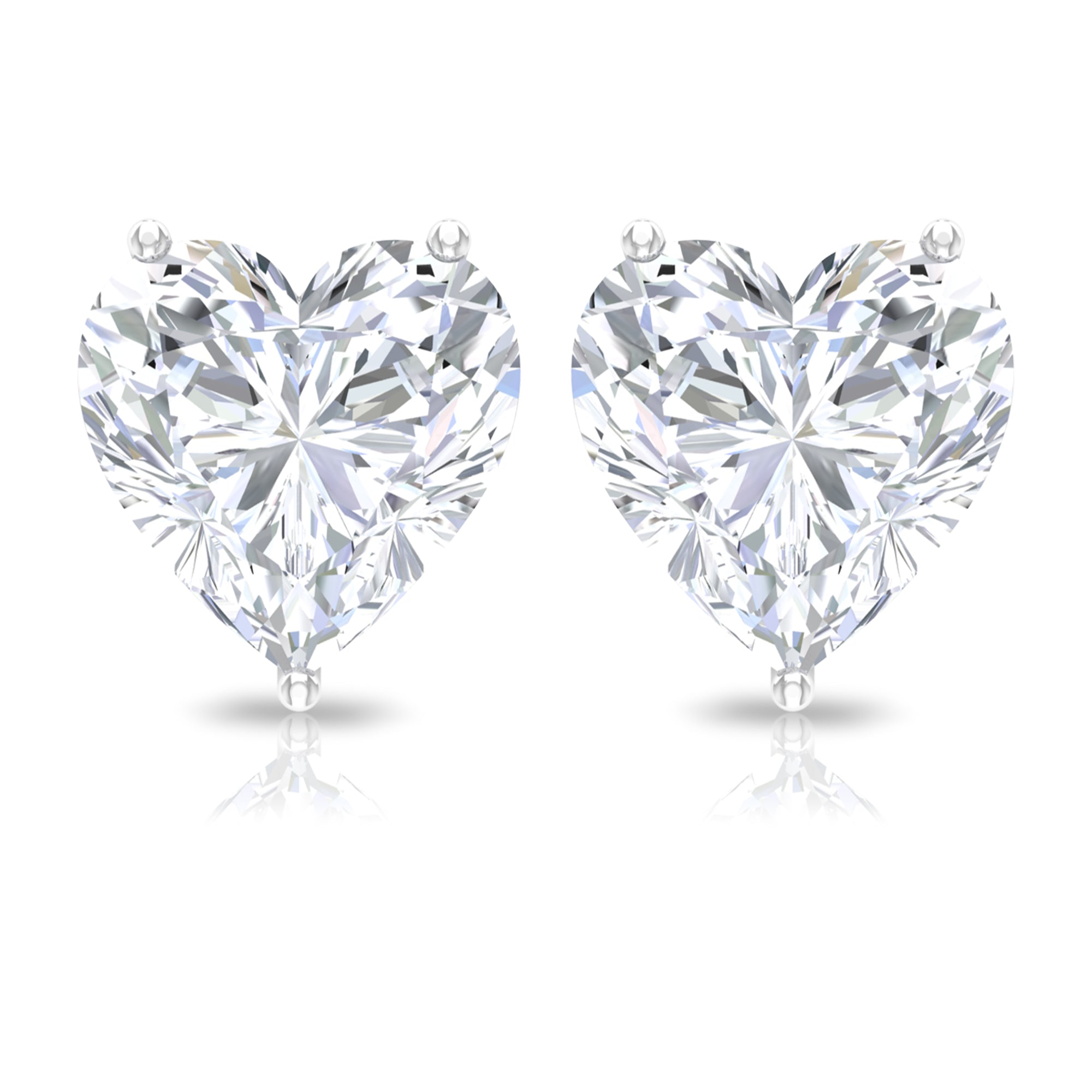 3 CT Heart Shape Cubic Zirconia Solitaire Stud Earrings in Gold Zircon - ( AAAA ) - Quality - Rosec Jewels