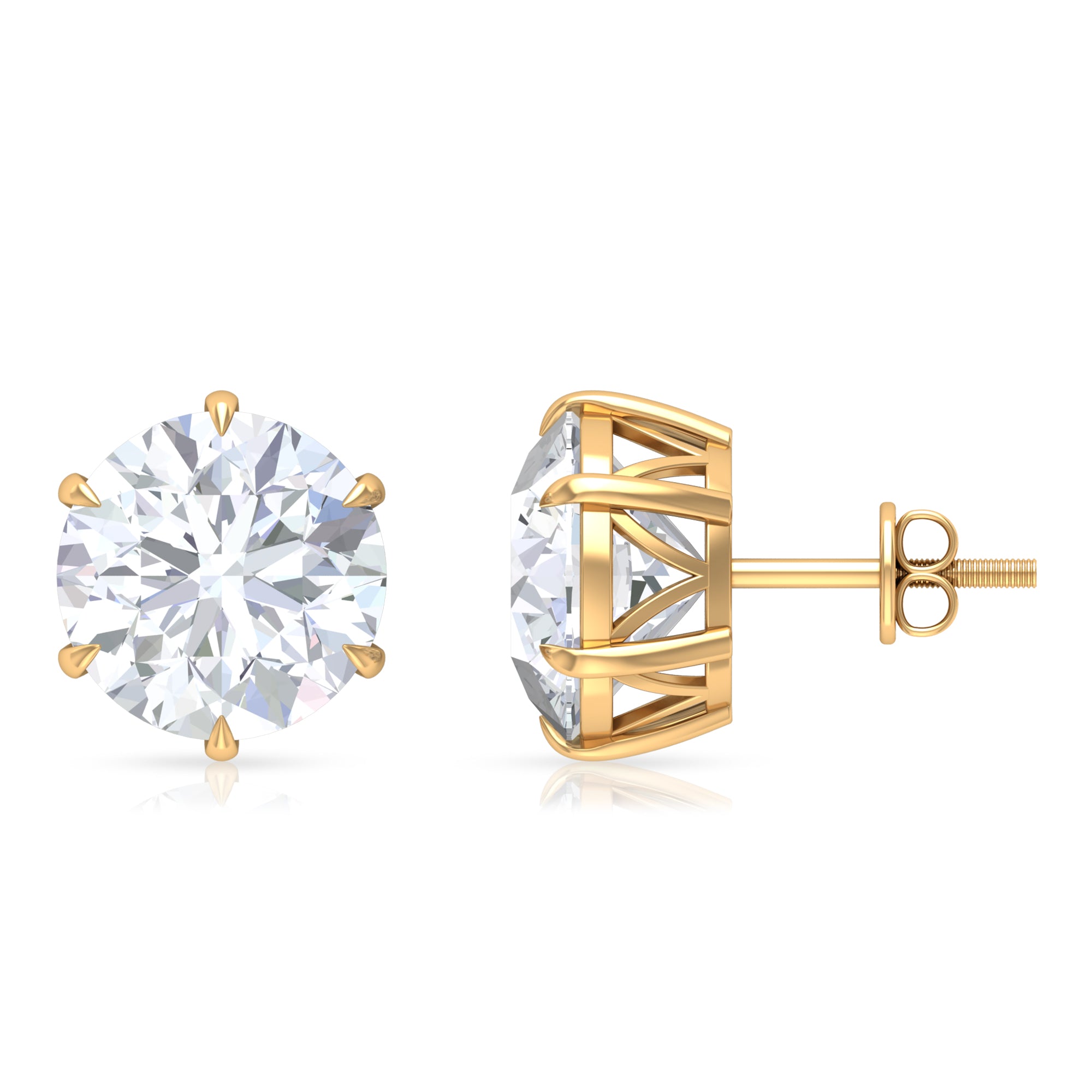 Elegant Cubic Zirconia Solitaire Stud Earrings in Gold Zircon - ( AAAA ) - Quality - Rosec Jewels