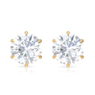 Elegant Cubic Zirconia Solitaire Stud Earrings in Gold Zircon - ( AAAA ) - Quality - Rosec Jewels