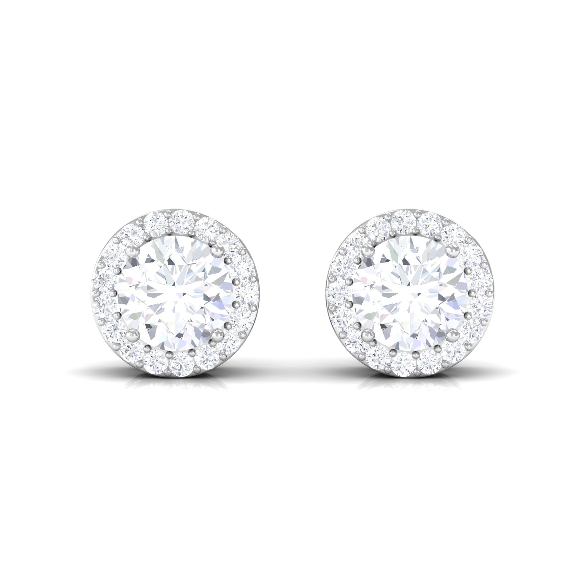 2.25 CT Round Zircon Halo Stud Earring in Gold Zircon - ( AAAA ) - Quality - Rosec Jewels