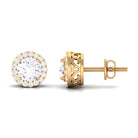 2.25 CT Round Zircon Halo Stud Earring in Gold Zircon - ( AAAA ) - Quality - Rosec Jewels