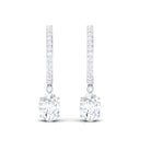 4.75 CT Oval and Round Zircon Hoop Drop Earrings in Gold Zircon - ( AAAA ) - Quality - Rosec Jewels