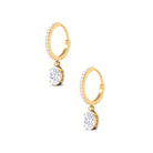 4.75 CT Oval and Round Zircon Hoop Drop Earrings in Gold Zircon - ( AAAA ) - Quality - Rosec Jewels