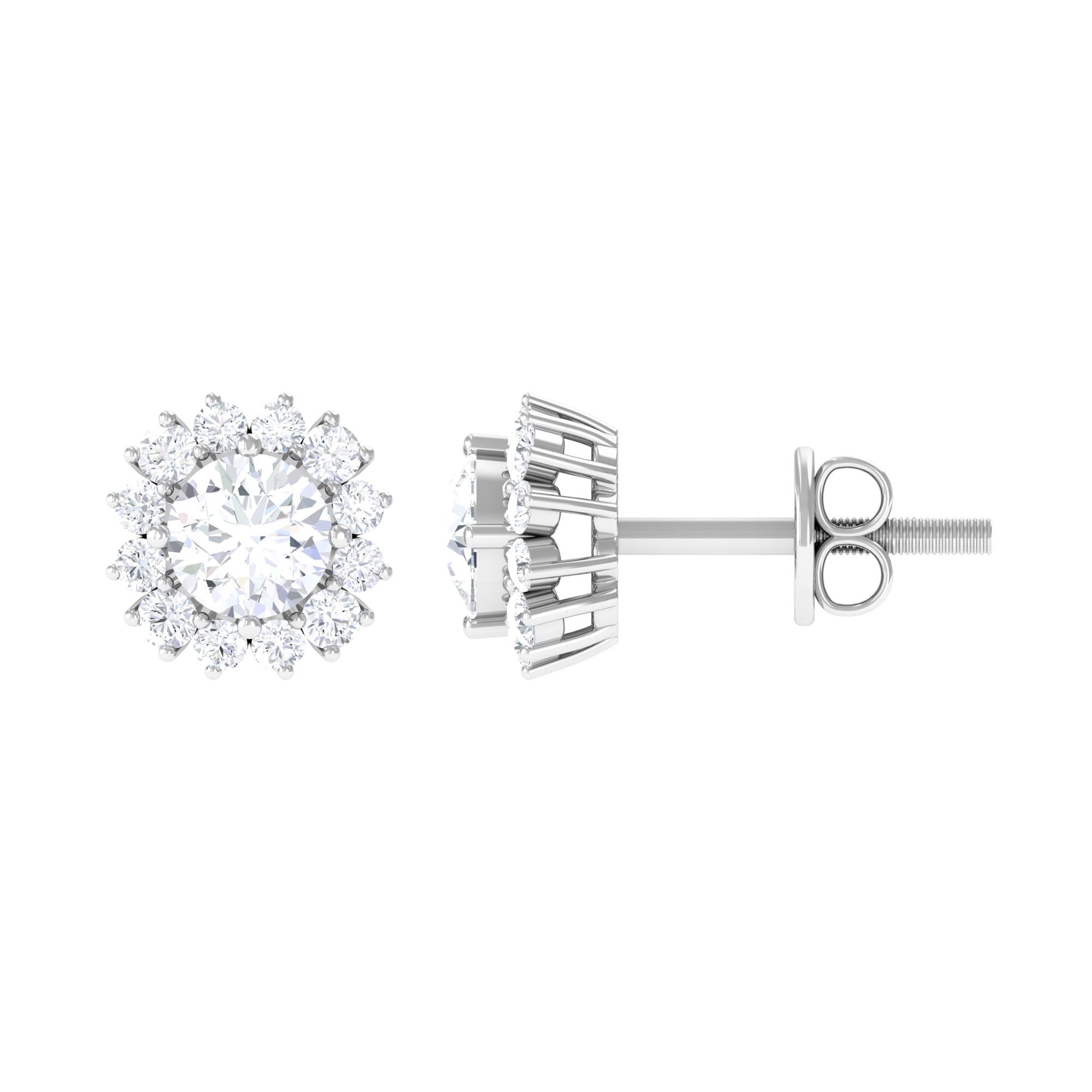 1.25 CT Zircon Minimal Halo Stud Earrings in Gold Zircon - ( AAAA ) - Quality - Rosec Jewels