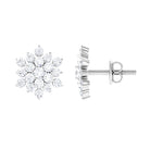 1.50 CT Cubic Zirconia Cluster Stud Earrings in Gold Zircon - ( AAAA ) - Quality - Rosec Jewels