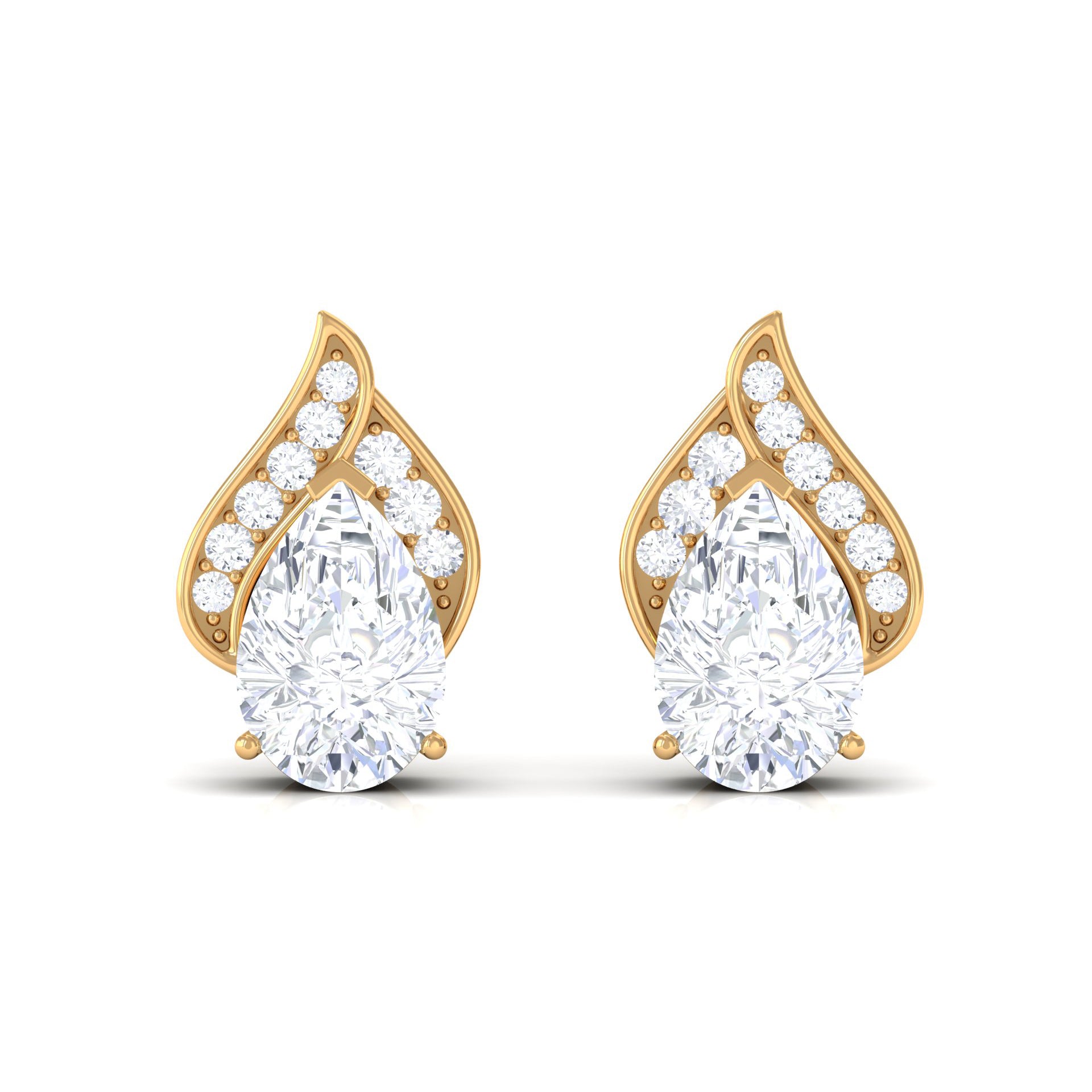 2 CT Classic Cubic Zirconia Stud Earrings in Gold Zircon - ( AAAA ) - Quality - Rosec Jewels