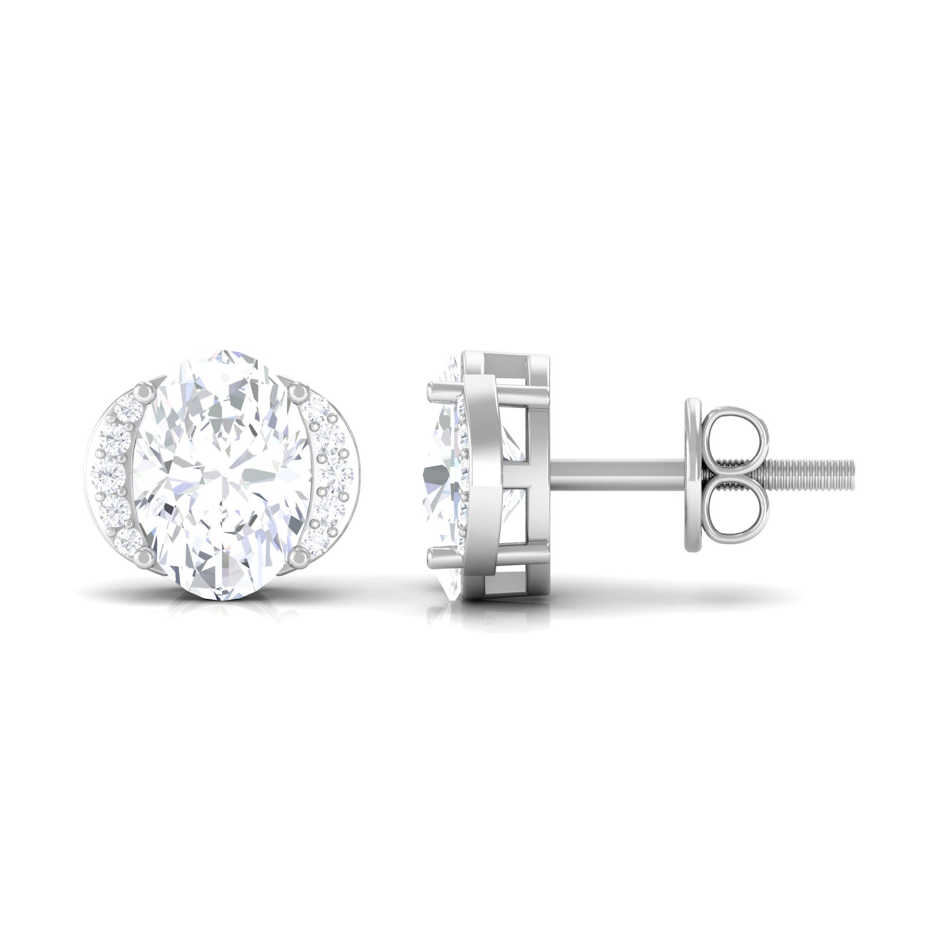 3 CT Cubic Zirconia Stud Earrings with Screw Back Zircon - ( AAAA ) - Quality - Rosec Jewels