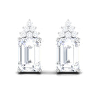 1.75 CT Octagon Cut Zircon Solitaire Stud Earrings with Accent Zircon - ( AAAA ) - Quality - Rosec Jewels