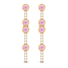 Pink Sapphire and Diamond Dangle Earrings Pink Sapphire - ( AAA ) - Quality - Rosec Jewels