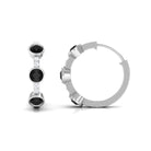 1.25 CT Bezel Set Created Black Diamond Hinged Hoop Earrings with Diamond Lab Created Black Diamond - ( AAAA ) - Quality - Rosec Jewels