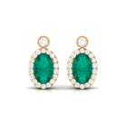 1 CT Oval Emerald and Diamond Halo Stud Earrings Emerald - ( AAA ) - Quality - Rosec Jewels