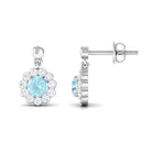 1.25 CT Sky Blue Topaz and Diamond Floral Halo Drop Earrings Sky Blue Topaz - ( AAA ) - Quality - Rosec Jewels