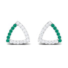 1/2 CT Emerald and Diamond Open Triangle Stud Earrings Emerald - ( AAA ) - Quality - Rosec Jewels