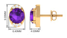 Simple Amethyst and Diamond Stud Earrings Amethyst - ( AAA ) - Quality - Rosec Jewels