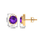 Simple Amethyst and Diamond Stud Earrings Amethyst - ( AAA ) - Quality - Rosec Jewels