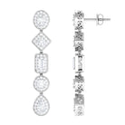 2 CT Moissanite Bridal Dangle Earrings in Gold Moissanite - ( D-VS1 ) - Color and Clarity - Rosec Jewels