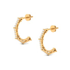 1/2 CT Pave Set Diamond Half Hoop Earrings Diamond - ( HI-SI ) - Color and Clarity - Rosec Jewels