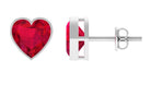 Lab Grown Ruby Heart Shape Stud Earrings Lab Created Ruby - ( AAAA ) - Quality - Rosec Jewels