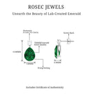 Pear Cut Created Emerald Teardrop Earrings with Moissanite Lab Created Emerald - ( AAAA ) - Quality - Rosec Jewels