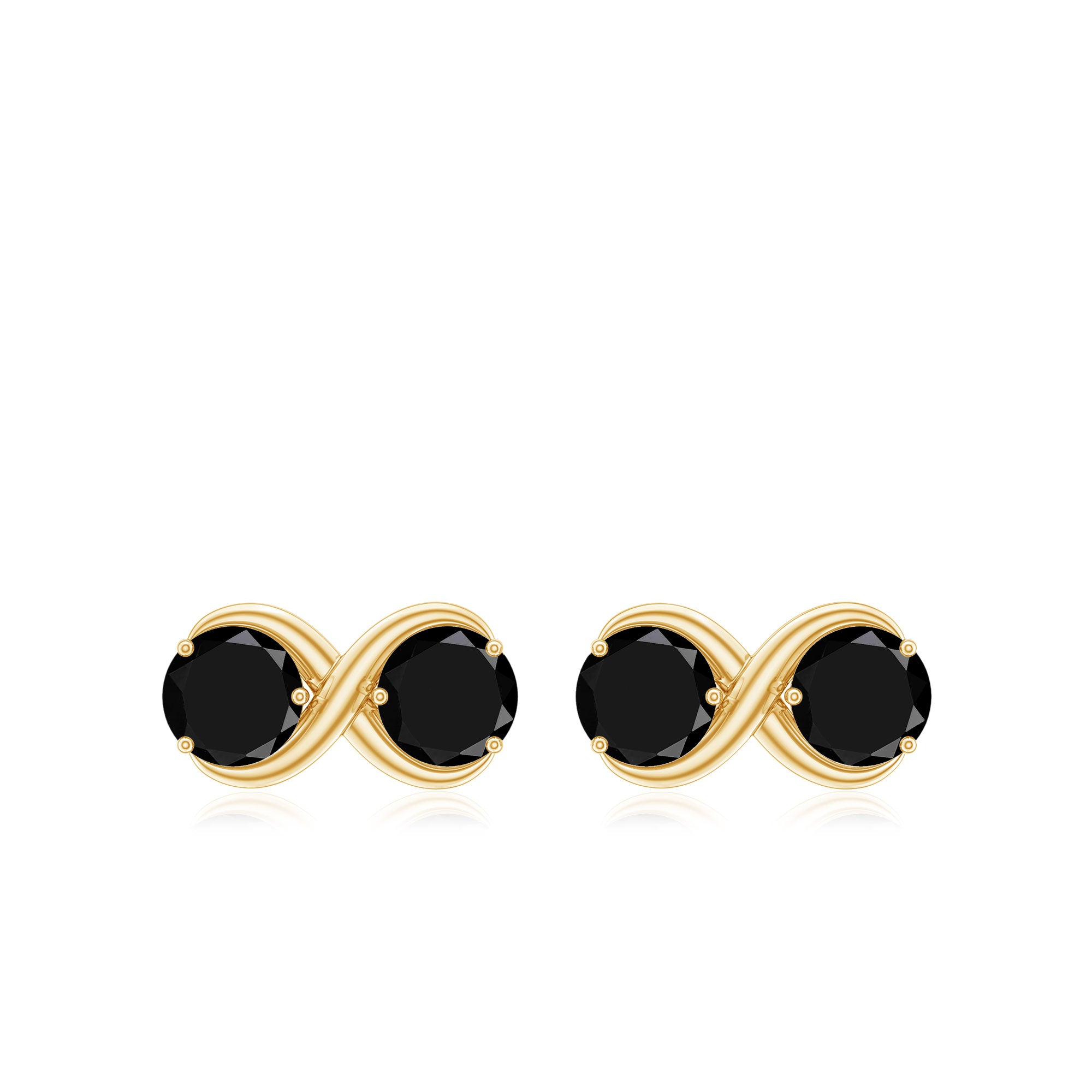 1.50 CT Created Black Diamond Two Stone Infinity Stud Earrings Lab Created Black Diamond - ( AAAA ) - Quality - Rosec Jewels