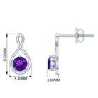 Round Cut Amethyst Solitaire Infinity Stud Earrings Amethyst - ( AAA ) - Quality - Rosec Jewels