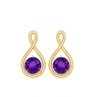 Round Cut Amethyst Solitaire Infinity Stud Earrings Amethyst - ( AAA ) - Quality - Rosec Jewels