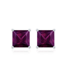 1.5 CT Princess Cut Rhodolite Solitaire Stud Earrings Rhodolite - ( AAA ) - Quality - Rosec Jewels