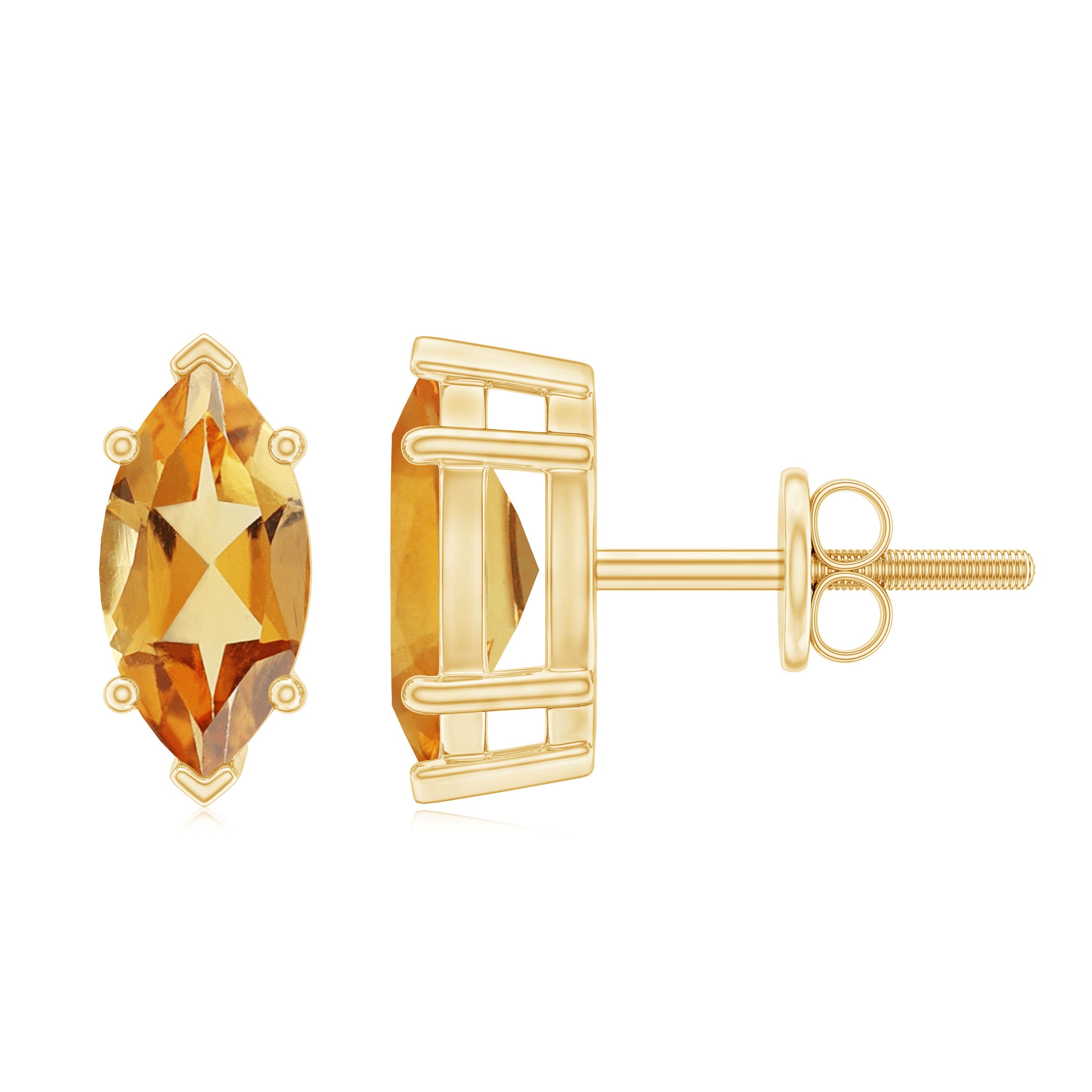 1 CT Marquise Cut Citrine Stud Earrings Citrine - ( AAA ) - Quality - Rosec Jewels