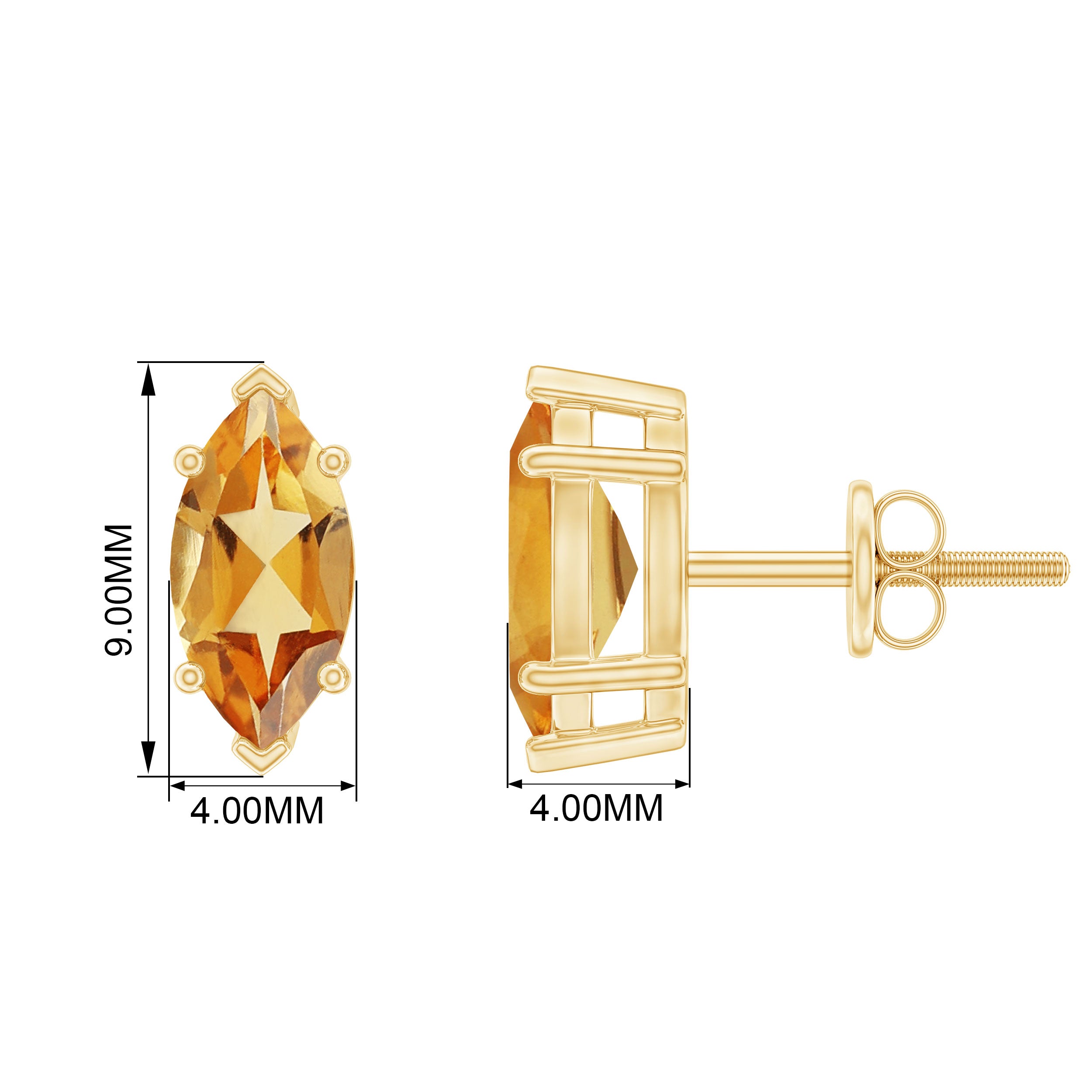 1 CT Marquise Cut Citrine Stud Earrings Citrine - ( AAA ) - Quality - Rosec Jewels