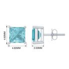 4 MM Princess Cut Sky Blue Topaz Solitaire Stud Earrings Sky Blue Topaz - ( AAA ) - Quality - Rosec Jewels